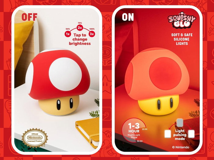 Paladone Products Super Mario SquishyGlo Lampe Super Mushroom Rechargeable 15 cm Paladone Products Super Mario SquishyGlo Lampe Super Mushroom Rechargeable 15 cm
