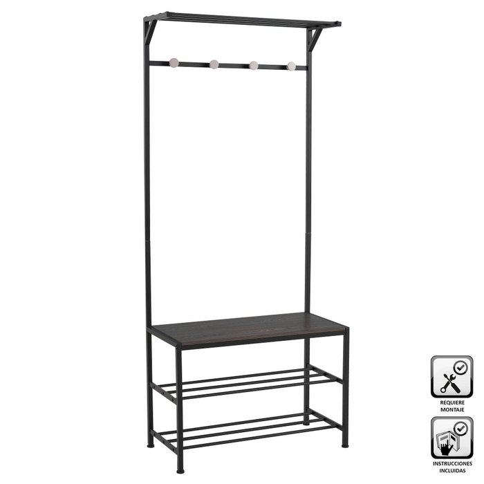 BigBuy Home Porte-manteau Noir Fer