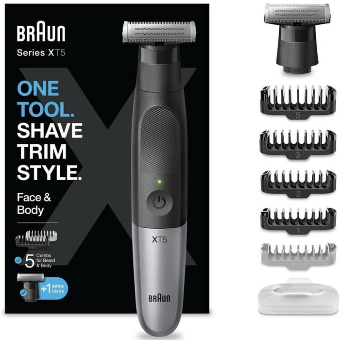 Braun Series X XT5110 Tondeuse et Rasoir Hybride Lame 4D Acier Inoxydable avec SkinGuard Braun Series X XT5110 Tondeuse et Rasoir Hybride Lame 4D Acier Inoxydable avec SkinGuard