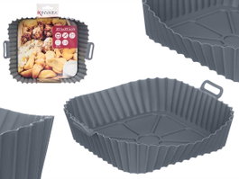 Kinvara Moule Carré pour Friteuse à Air en Silicone Gris 23 x 6 x 20 cm (Set de 12)