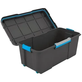 KIS Scuba Box 80 L, Boîte de rangement étanche, Noir, 78 x 39,5 x 35 cm, avec roulettes et poignées, IP44, cadenassable, empilable
