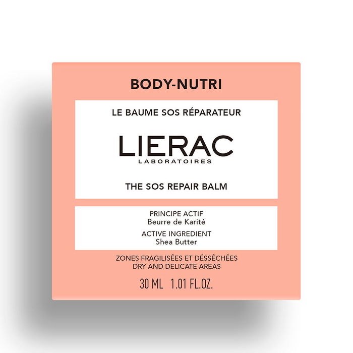 Lierac BODY-NUTRI Baume Réparateur 30 ml - SOS Peau Sèche, Lèvres, Nez, Mains, Ongles - Karité et Huiles Végétales