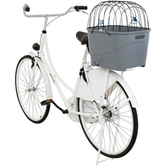 Trixie Panier pour porte-bagages vélo pour chien en plastique et métal - 36 x 47 x 46 cm - Gris - Transport extérieur pour petits chiens