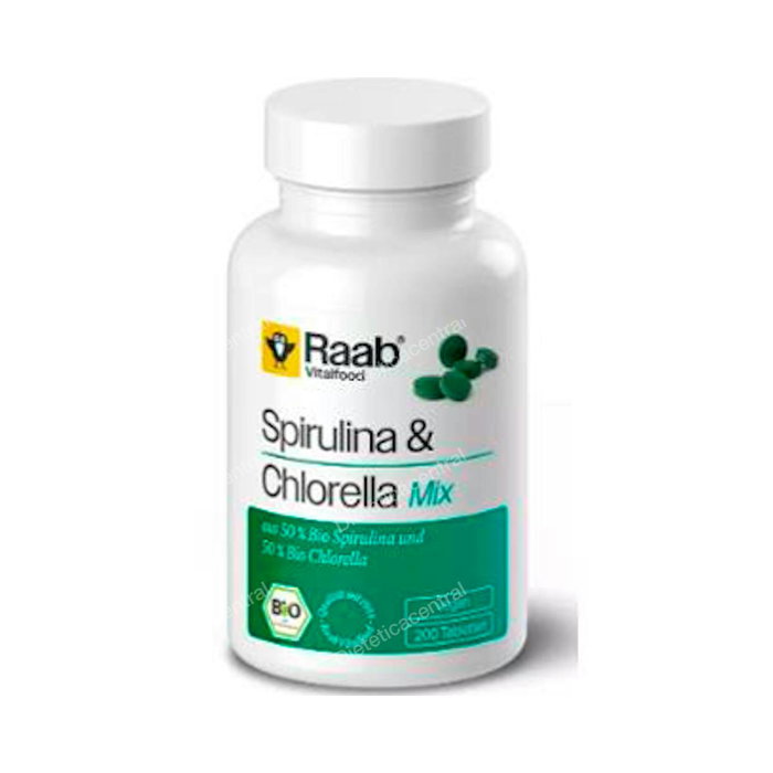 RAAB VITALFOOD Alga Spirulina+Chlorella 440Mg - 200 Comprimés Bio Vegan - Spiruline et Chlorella - 50/50 - Sans Gluten, Sans Lactose RAAB VITALFOOD Alga Spirulina+Chlorella 440Mg - 200 Comprimés Bio Vegan - Spiruline et Chlorella - 50/50 - Sans Gluten, Sans Lactose