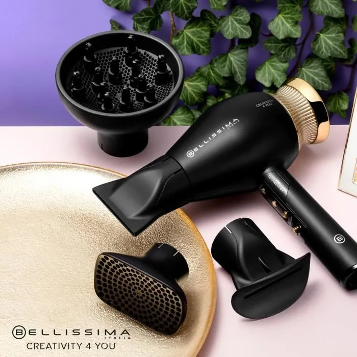 Bellissima Seche-cheveux Creativity 4 You - 1800W avec 3 concentrateurs et 1 diffuseur professionnel