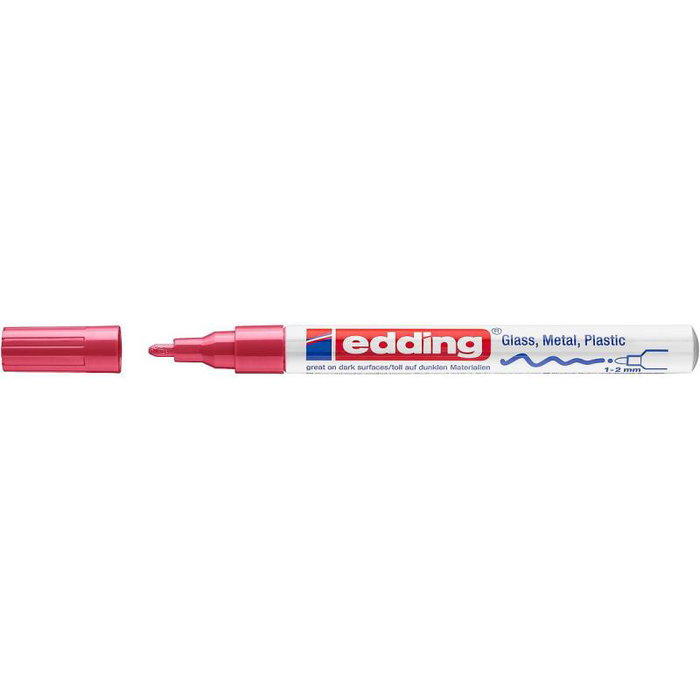 Edding Marqueur peinture 751 Rouge - Ref. 4-751002 - Pour surfaces lisses, métal, verre, plastique