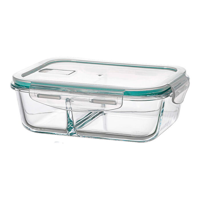 Boîte à lunch Ovenza 1040 ml Transparent Silicone Verre Borosilicaté Rectangulaire Boîte à lunch Ovenza 1040 ml Transparent Silicone Verre Borosilicaté Rectangulaire