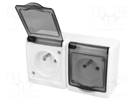 PAWBOL Socle d'alimentation AC 2P+PE 16A IP44 Blanc