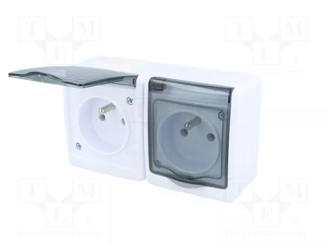 PAWBOL Socle d'alimentation AC 2P+PE 16A IP44 Blanc
