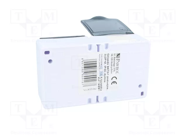 PAWBOL Socle d'alimentation AC 2P+PE 16A IP44 Blanc