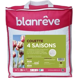 Blanreve Couette 4 Saisons 260x240 cm, 420 g/m², Blanc - 2 couettes réversibles été/hiver pour un confort toute l'année