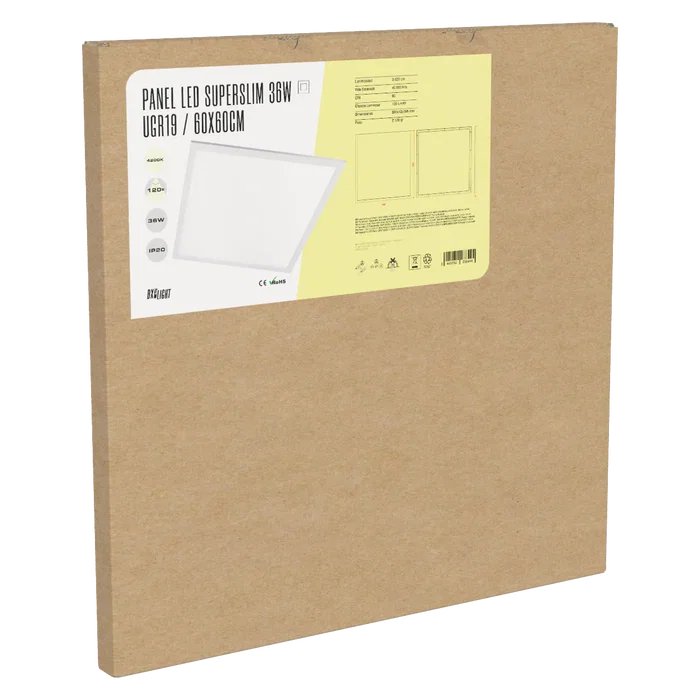 BX3 LIGHT - Panneau LED Superslim Modulaire 600x600 mm 36W Blanc Neutre 4000K BX3-PANMB59559536W-W, pour Plafond Démontable