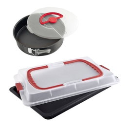 Dr. Oetker Bake and Go - Ensemble Moule à Charnière 26 cm et Plaque de Cuisson 42 x 29 cm avec Couvercles
