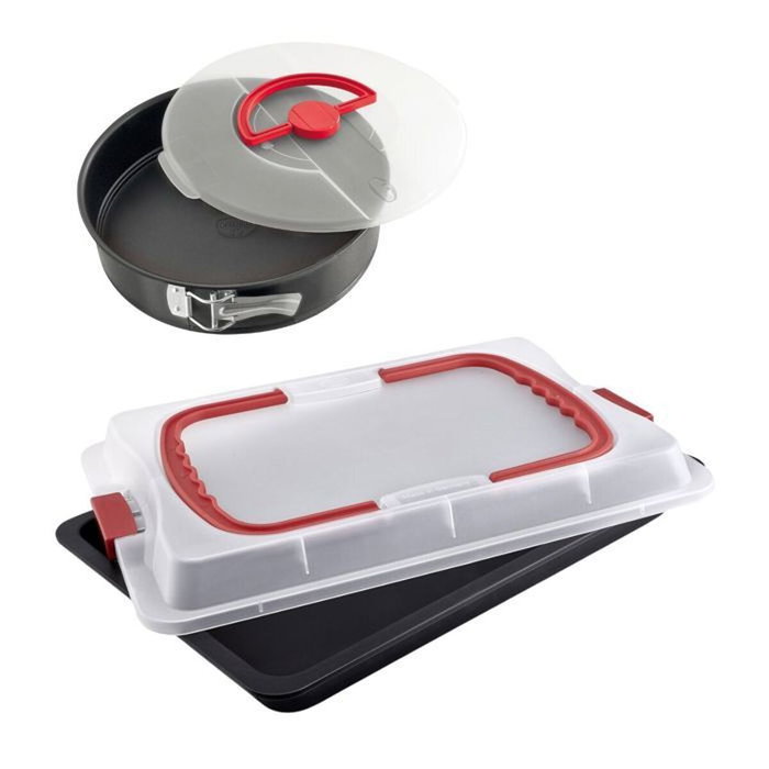 Dr. Oetker Bake and Go - Ensemble Moule à Charnière 26 cm et Plaque de Cuisson 42 x 29 cm avec Couvercles Dr. Oetker Bake and Go - Ensemble Moule à Charnière 26 cm et Plaque de Cuisson 42 x 29 cm avec Couvercles