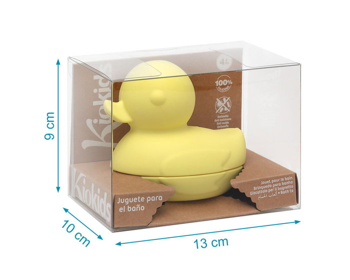 KioKids Patito De Silicona Para Baño, Jouet De Bain En Silicone Pour Bébé Canard Jaune, Démontable, À Partir De 4 Mois, 9 cm