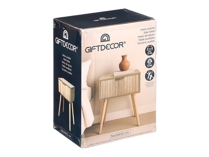 GIFTDECOR Mesita Auxiliar 1 Cajon Natural GIFTDECOR Mesita Auxiliar 1 Cajon Natural