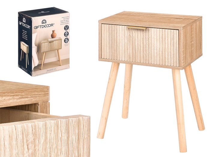 GIFTDECOR Mesita Auxiliar 1 Cajon Natural GIFTDECOR Mesita Auxiliar 1 Cajon Natural