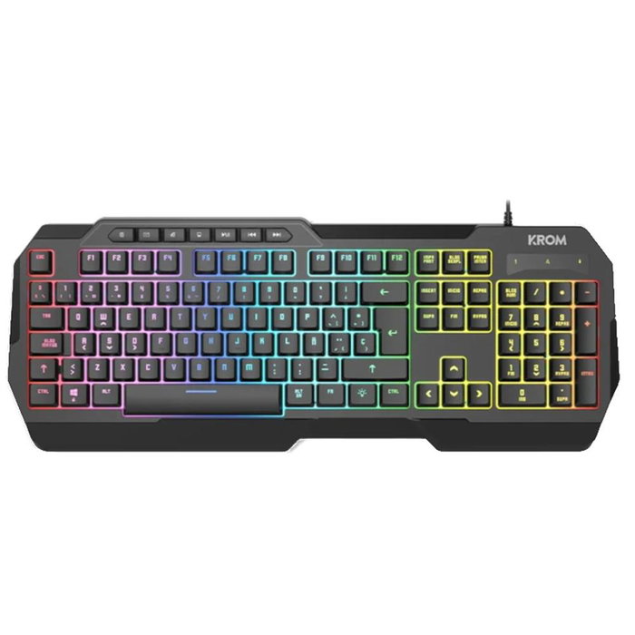 Krom Kit Gaming Kenta 4 en 1 RGB Clavier Souris Casque Tapis de Souris USB PC - 7200 DPI, Membrane, Son Stéréo