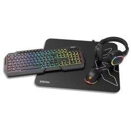 Krom Kit Gaming Kenta 4 en 1 RGB Clavier Souris Casque Tapis de Souris USB PC - 7200 DPI, Membrane, Son Stéréo