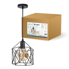 GSC Evolution Lampara de techo colgante Serie Carnot cuadrado E27 200mm Negro