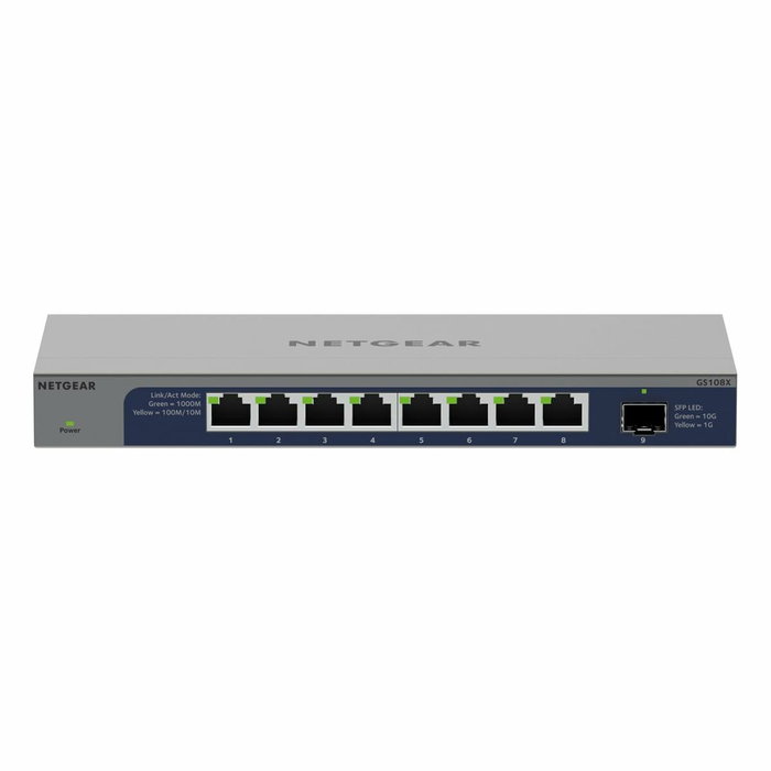 Netgear GS108X-100EUS Switch 8 ports Gigabit Ethernet + 1 port SFP+ 10G Gris