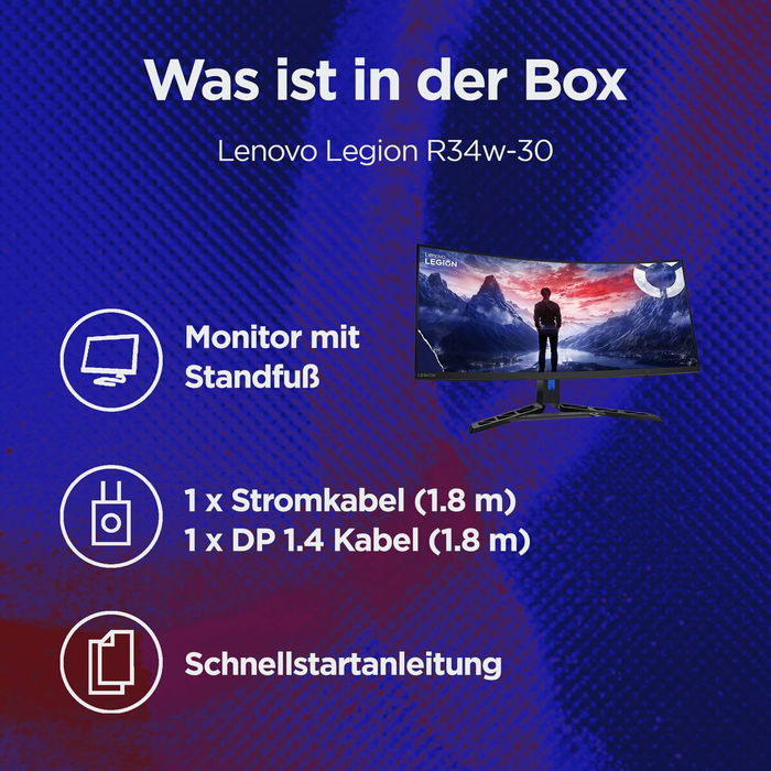 Lenovo R34w-30 / 67C7GACBEU Écran PC incurvé 34" UltraWide WQHD 144Hz HDR400 FreeSync Premium Noir