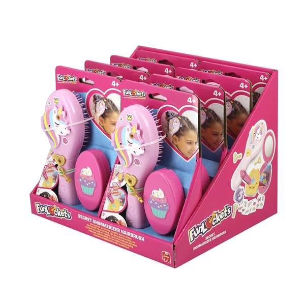 Diset Secret Shimmerizer - Cepillo secret Shimmerizer - Cepillo à paillettes et accessoires pour cheveux avec miroir compact et élastiques - Dès 6 mois