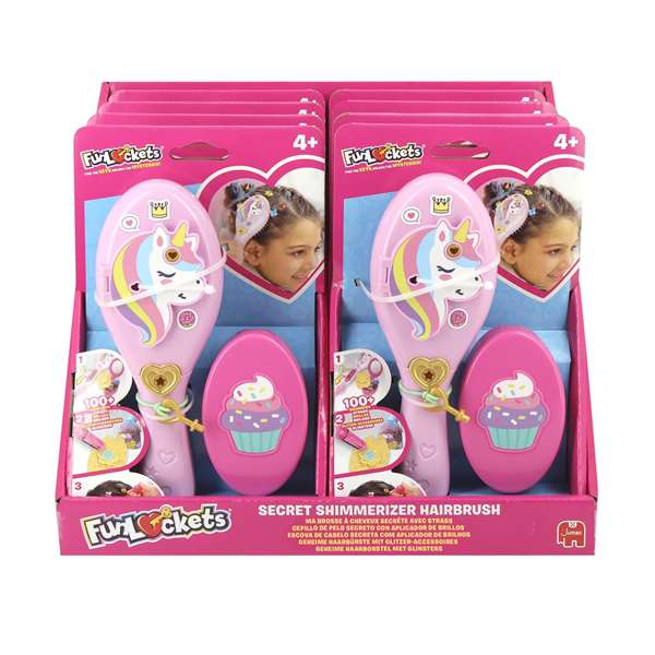 Diset Secret Shimmerizer - Cepillo secret Shimmerizer - Cepillo à paillettes et accessoires pour cheveux avec miroir compact et élastiques - Dès 6 mois