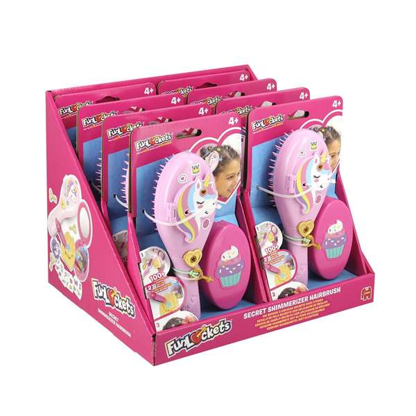 Diset Secret Shimmerizer - Cepillo secret Shimmerizer - Cepillo à paillettes et accessoires pour cheveux avec miroir compact et élastiques - Dès 6 mois