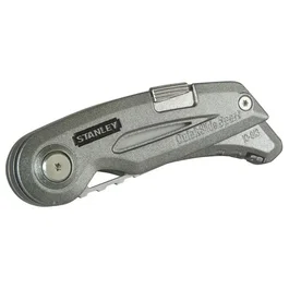 Stanley 0-10-814 Couteau de poche Quickslide multi-lames avec lame acier inoxydable 76mm dentée, glissière zinc et garantie 2 ans