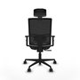 Chaise Yunquera Synchro 4 positions tissu Blanc Maille Noir Base en nylon noir Accoudoir 1D Appui-tête 1D Roulettes 65mm nylon