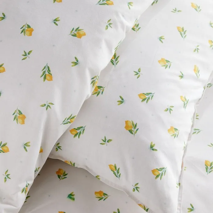 Today Parure de Lit Imprimé Floral Blanc avec Motif Citron 140 x 200 cm