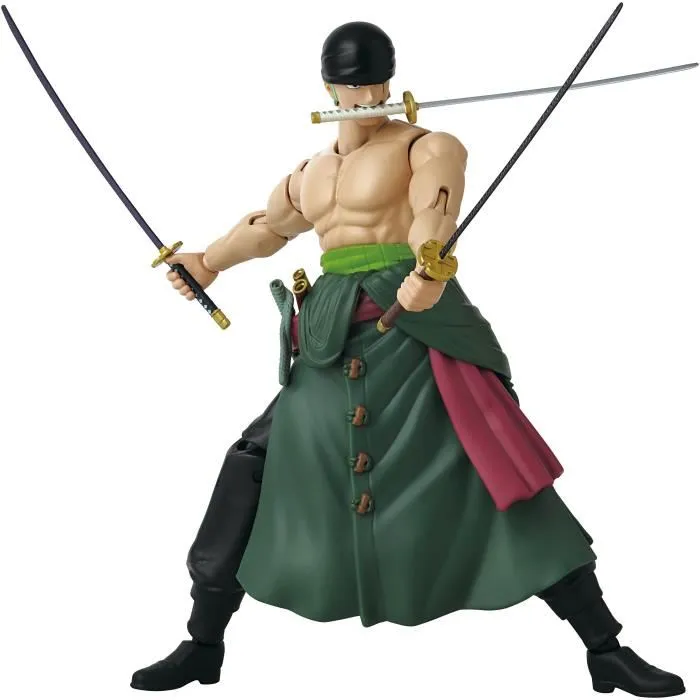 Bandai Figurine Anime Heroes One Piece Roronoa Zoro Style 3 épées 17 cm avec 16 points d'articulation et mains supplémentaires