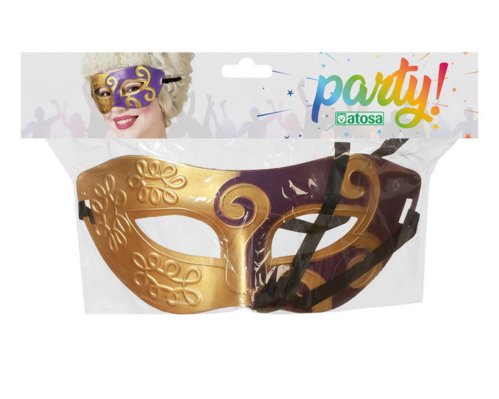 Masque vénitien Antifaz de carnaval thématique en velours pourpre et doré avec motifs en relief pour événements Masque vénitien Antifaz de carnaval thématique en velours pourpre et doré avec motifs en relief pour événements
