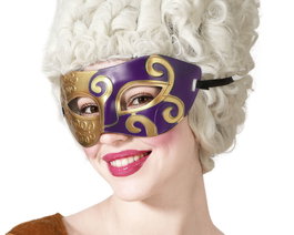 Atosa Masque Violet et Doré avec Reliefs pour Événements à Thème