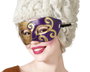 Masque Antifaz Vénitien Baroque pour Soirée Costumée et Carnaval - Décor Morado et Doré avec Reliures en Relief
