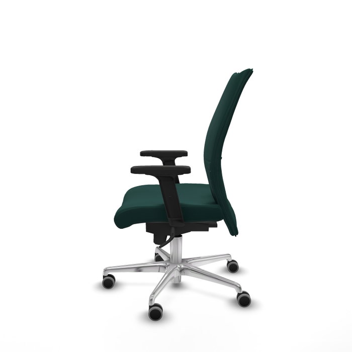 Piqueras Y Crespo Chaise de bureau Albacete confidente, Vert bouteille, Mécanisme Sincro, Brazos 2D, Base aluminium, Roues 65mm