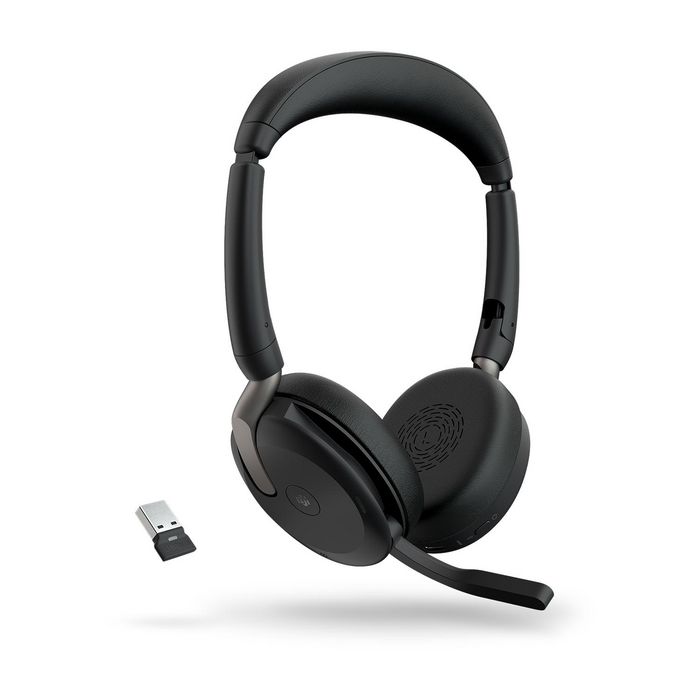 Jabra Evolve2 65 Flex - Casque sans fil professionnel pliable avec ANC hybride, micro ClearVoice et double connectivité pour réunions