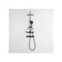 Edouard Rousseau - Colonne de douche thermostatique avec mitigeur, douchette main et tête ronde, finition noire, entraxe 150 mm, modèle Ars Tab