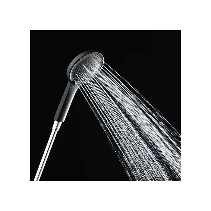 Edouard Rousseau - Colonne de douche thermostatique avec mitigeur, douchette main et tête ronde, finition noire, entraxe 150 mm, modèle Ars Tab