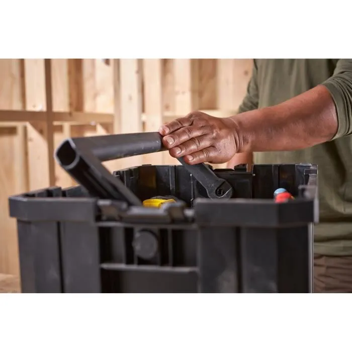 Stanley FMST1-75794 - Boîte de rangement modulaire PRO-STACK pour outillage, charge 10 kg, poignée ergonomique pliable, avec attaches latérales
