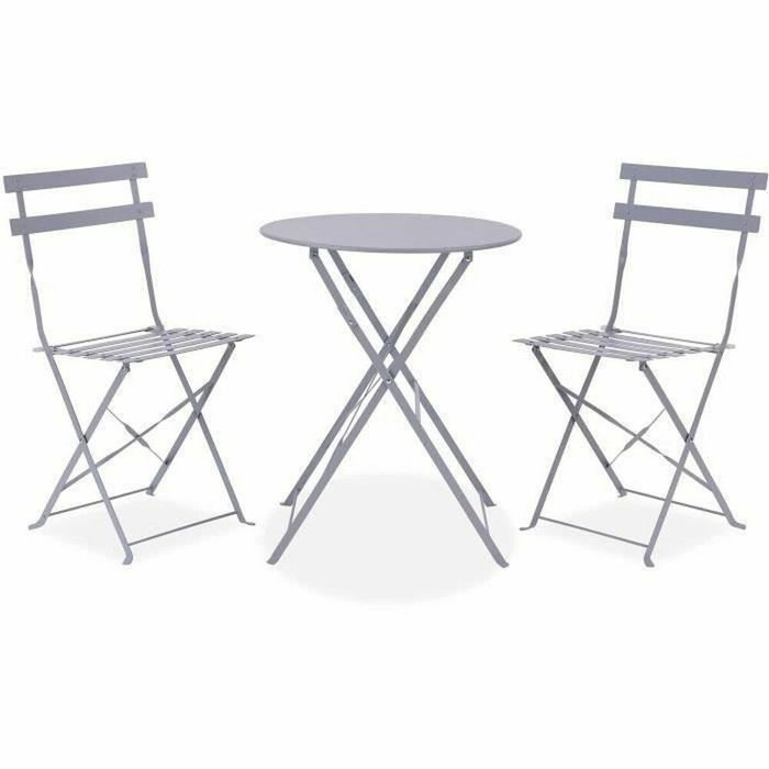 No Name Set bistrot ELORA - Ensemble repas de jardin gris (Table ronde + 2 chaises pliantes) No Name Set bistrot ELORA - Ensemble repas de jardin gris (Table ronde + 2 chaises pliantes)