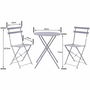 Jeu de bistro pliable en acier, table et 2 chaises, couleur grise