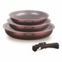Arthur Martin Set de 3 poêles en aluminium, Ø 20/24/28 cm, couleur Prune