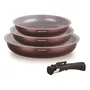 Arthur Martin Set de 3 poêles AM8866 - Tous feux dont induction - 20/24/28 cm - Aluminium revêtement céramique - Poignée amovible
