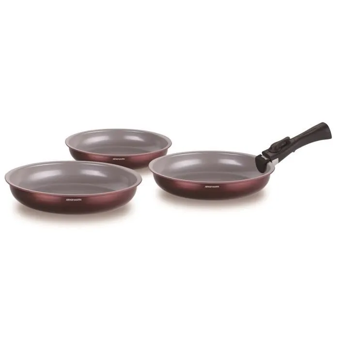 Arthur Martin Set de 3 poêles AM8866 - Tous feux dont induction - 20/24/28 cm - Aluminium revêtement céramique - Poignée amovible Arthur Martin Set de 3 poêles AM8866 - Tous feux dont induction - 20/24/28 cm - Aluminium revêtement céramique - Poignée amovible