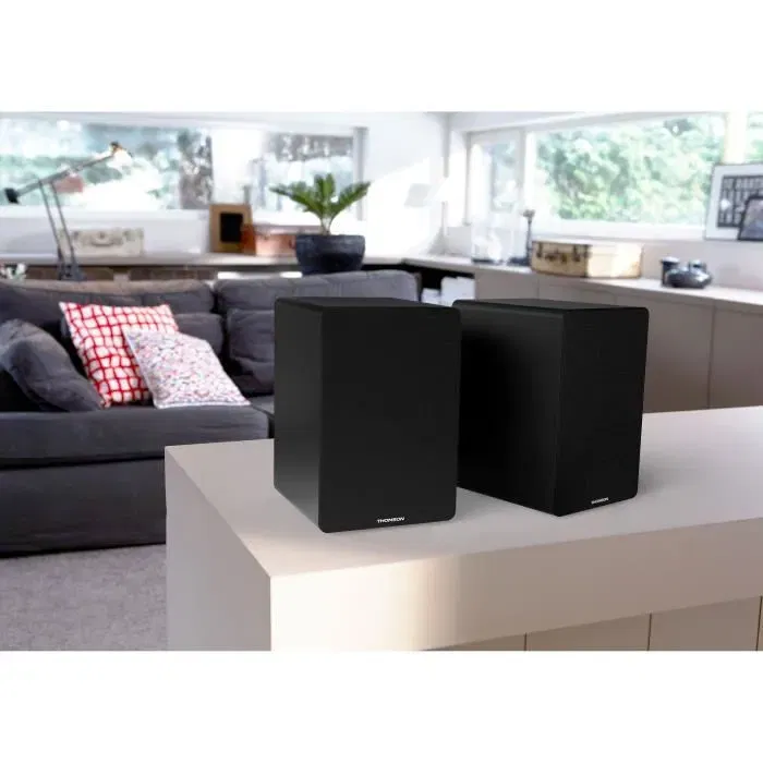 Thomson WS400DUO Enceintes Bluetooth 5.0 Sans Fil 2x 7.5W - Entrée RCA - Télécommande - Noir