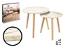 Giftdecor Lot de 2 tables d'appoint 39 et 48 cm pieds naturels bois blanc