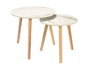Giftdecor Lot de 2 tables d'appoint 39 et 48 cm pieds naturels bois blanc