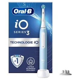 Oral-B iO3S Brosse à dents électrique rechargeable bleue - Autonomie 60 min, 3 modes, 1 brossette et chargeur inclus